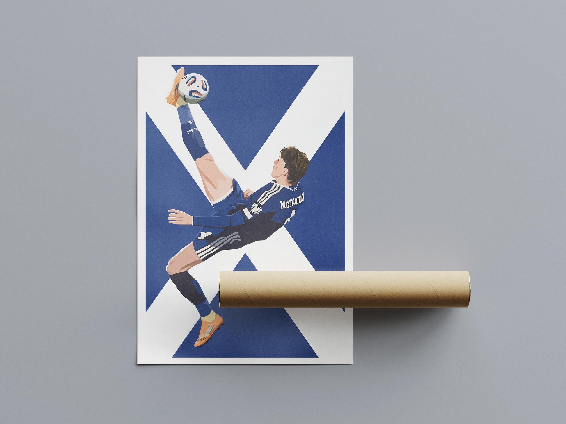 Scott McTominay Scotland Poster – Overhead Kick Goal Football Artwork | Scottish Football Gift | Art Illustration Print - Flag