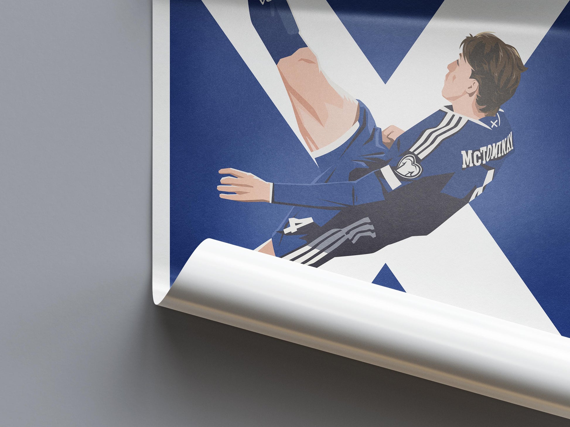 Scott McTominay Scotland Poster – Overhead Kick Goal Football Artwork | Scottish Football Gift | Art Illustration Print - Flag