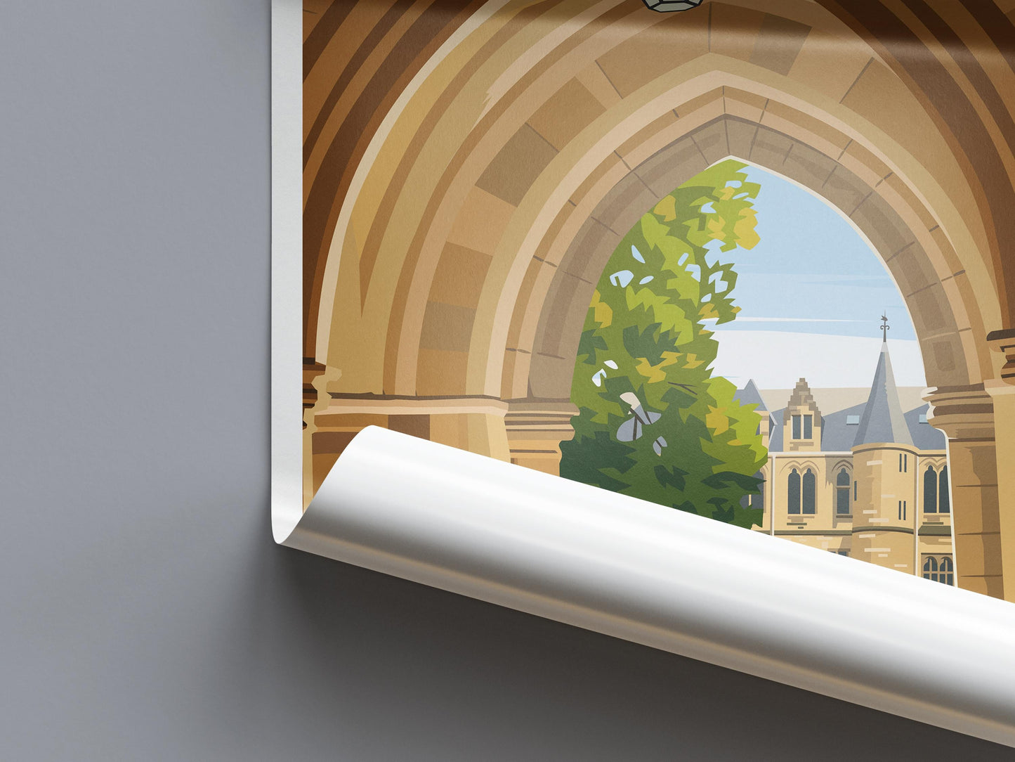 University of Glasgow Travel Poster – Cloisters View - Scotland
