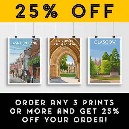 University of Glasgow Travel Poster – Cloisters View - Scotland