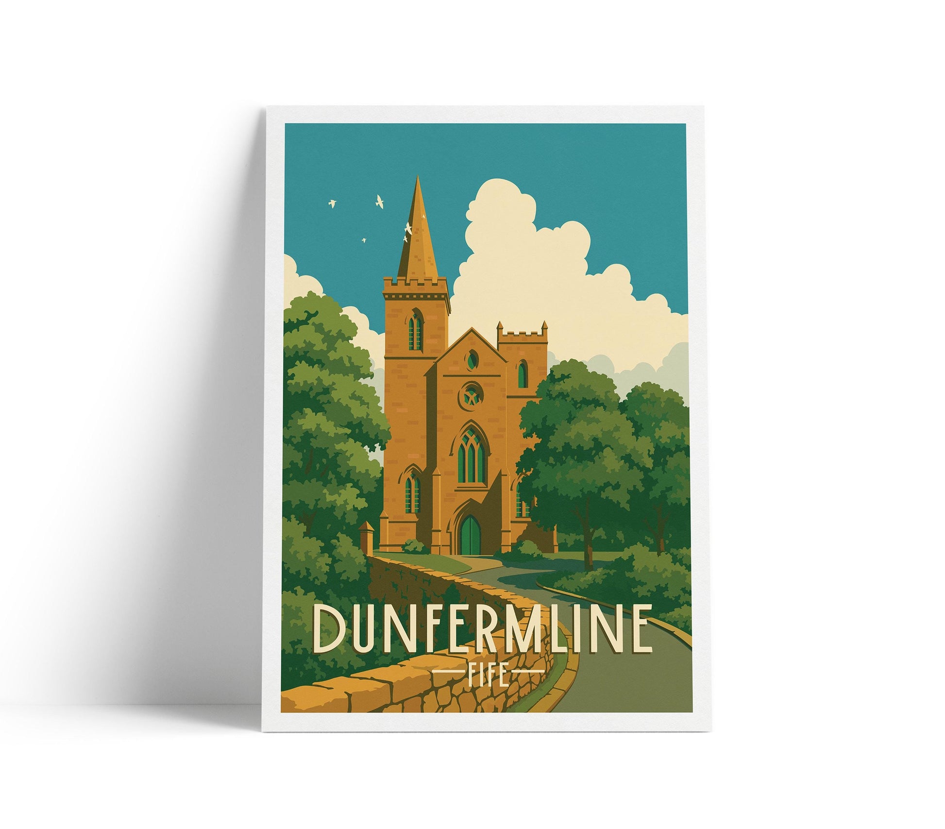 Dunfermline Abbey Travel Poster | Fife Scotland Wall Art | Scottish Architecture Print
