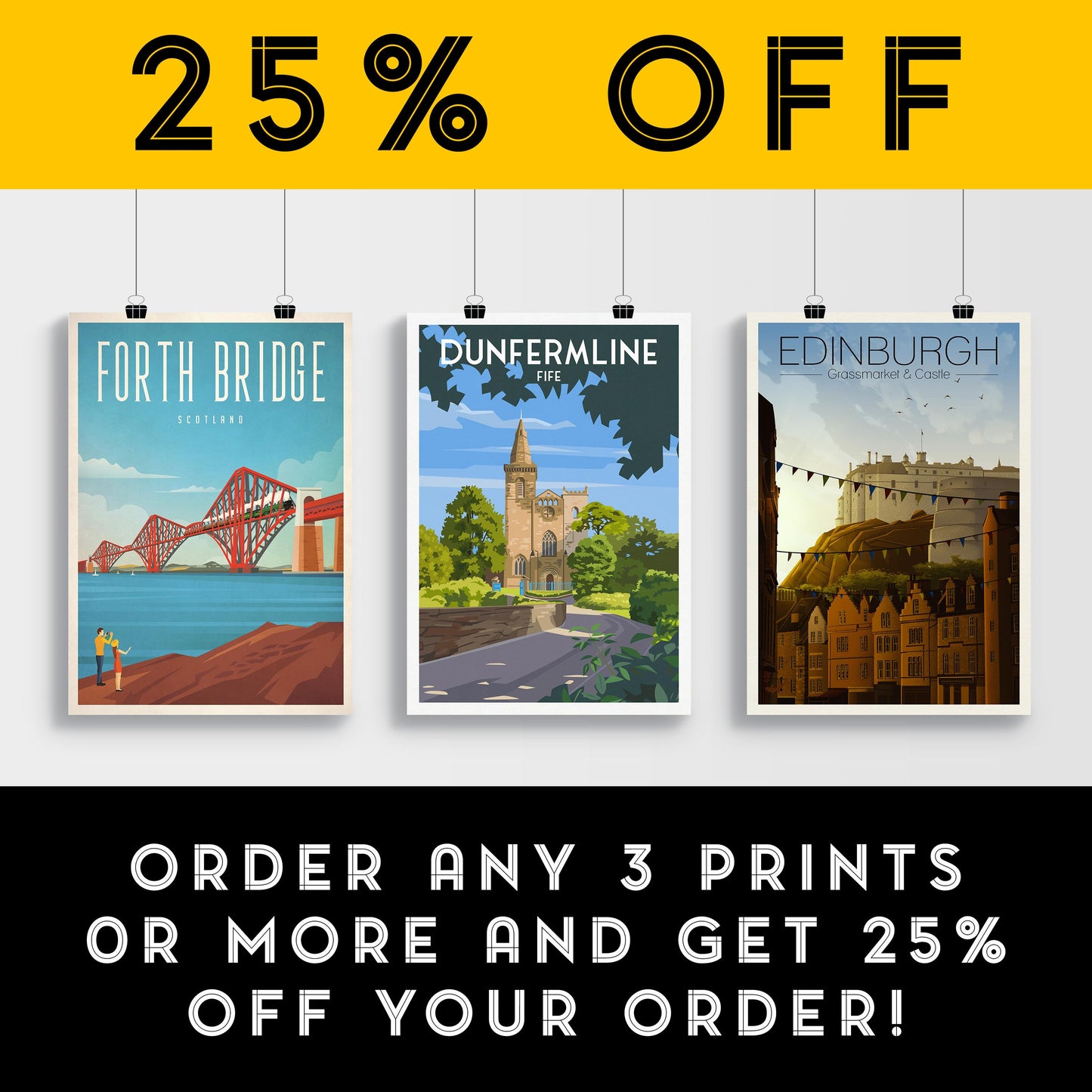 Dunfermline Abbey Travel Poster | Fife Scotland Wall Art | Scottish Architecture Print