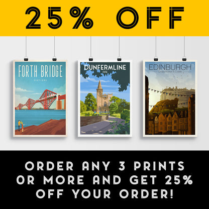 Dunfermline Abbey Travel Poster | Fife Scotland Wall Art | Scottish Architecture Print