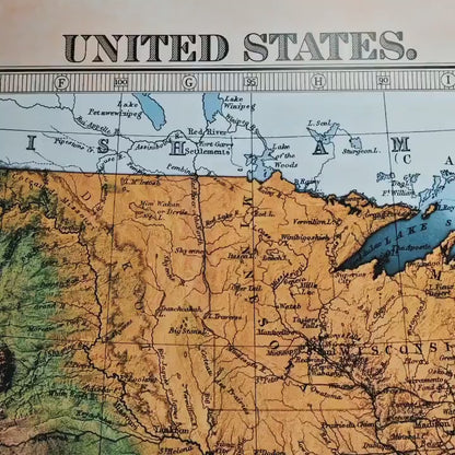 USA terrain relief map - 2D Giclée Print - 3D effect shaded relief Poster of the United States -  - Vintage Style 1871 America Elevation Map