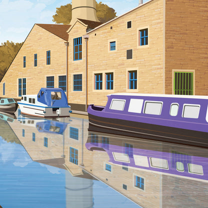 Hebden Bridge Travel Poster - West Yorkshire - Rochdale Canal - Textile Mill - Halifax - England - Wall Art Print