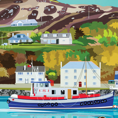 Mallaig Harbour Travel Poster - Coastal Beauty and Maritime Charm | Lochaber | West Coast of the Highlands of Scotland | Vintage Style Print