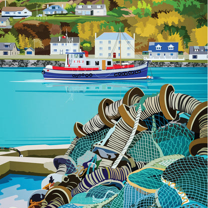 Mallaig Harbour Travel Poster - Coastal Beauty and Maritime Charm | Lochaber | West Coast of the Highlands of Scotland | Vintage Style Print