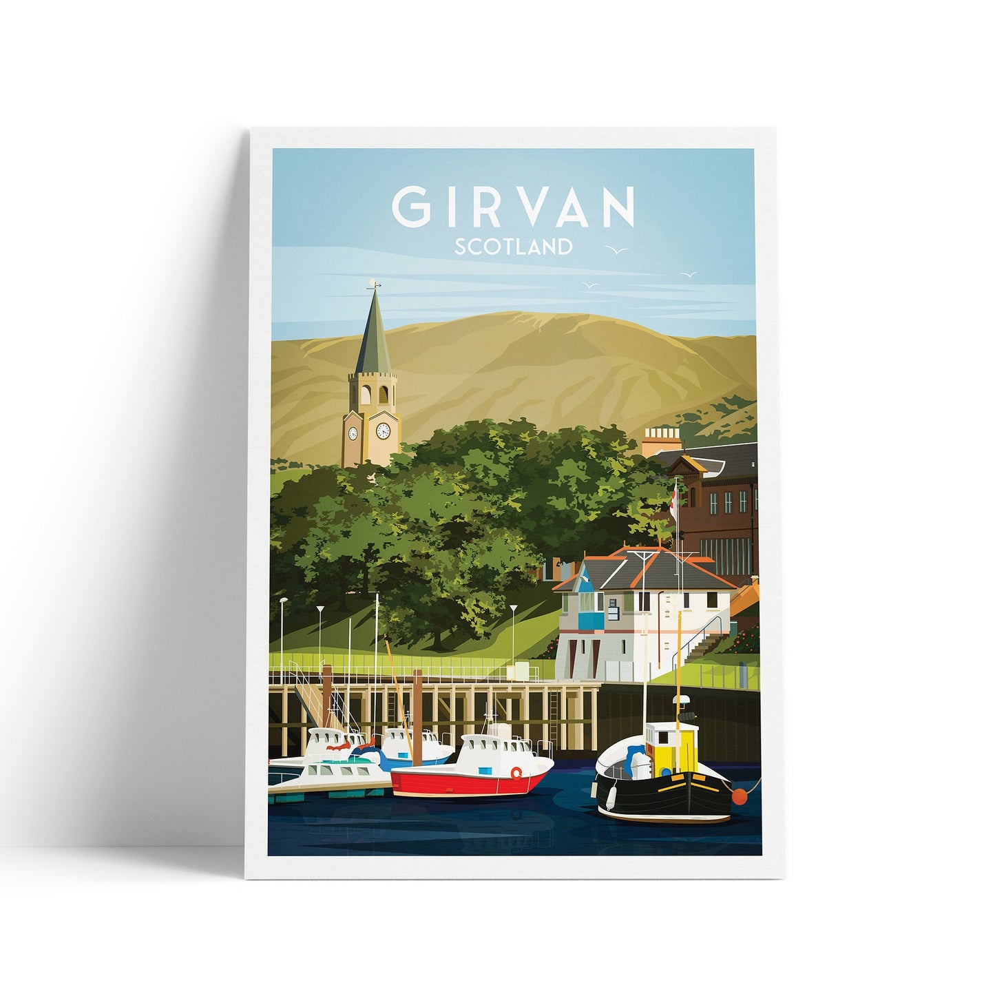 Girvan Travel Poster - Coastal Beauty and Serenity | Carrick | South Ayrshire | Scotland | Firth of Clyde | Vintage Style Print