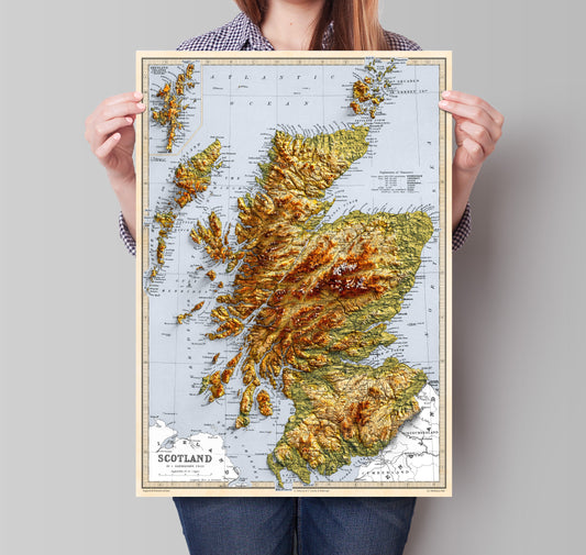 Vintage Map of Scotland - Topographic Bartholomew Map Print - 2D Giclée Print - Retro - Geological Map