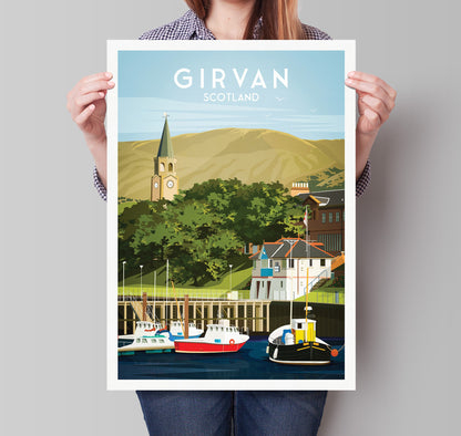 Girvan Travel Poster - Coastal Beauty and Serenity | Carrick | South Ayrshire | Scotland | Firth of Clyde | Vintage Style Print