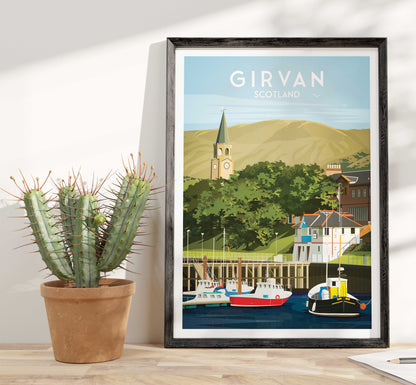 Girvan Travel Poster - Coastal Beauty and Serenity | Carrick | South Ayrshire | Scotland | Firth of Clyde | Vintage Style Print