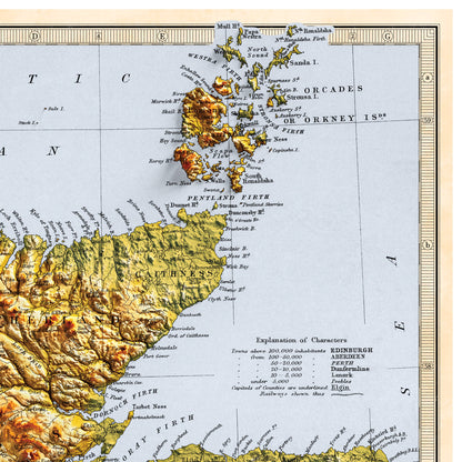 Vintage Map of Scotland - Topographic Bartholomew Map Print - 2D Giclée Print - Retro - Geological Map