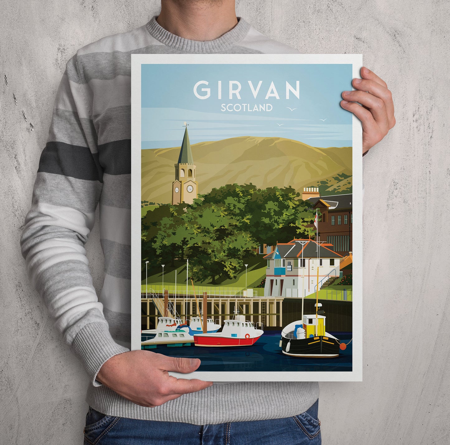 Girvan Travel Poster - Coastal Beauty and Serenity | Carrick | South Ayrshire | Scotland | Firth of Clyde | Vintage Style Print