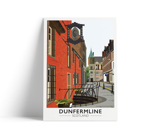 Dunfermline Print - Travel Poster - Abbot House - Heritage Centre, Dunfermline Abbey, Fife, Scotland, UK