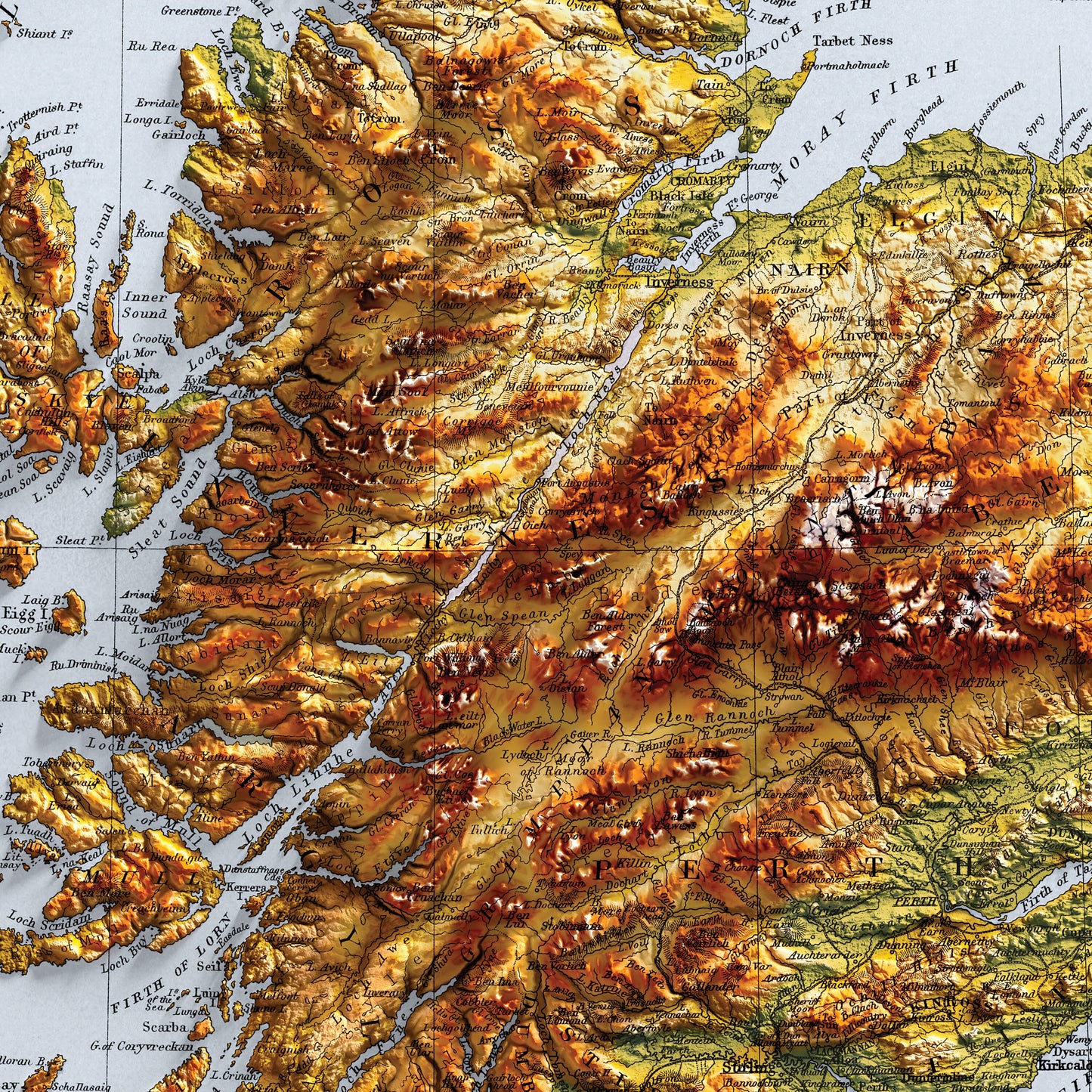 Vintage Map of Scotland - Topographic Bartholomew Map Print - 2D Giclée Print - Retro - Geological Map