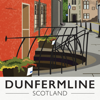 Dunfermline Print - Travel Poster - Abbot House - Heritage Centre, Dunfermline Abbey, Fife, Scotland, UK