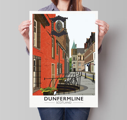 Dunfermline Print - Travel Poster - Abbot House - Heritage Centre, Dunfermline Abbey, Fife, Scotland, UK