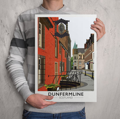 Dunfermline Print - Travel Poster - Abbot House - Heritage Centre, Dunfermline Abbey, Fife, Scotland, UK