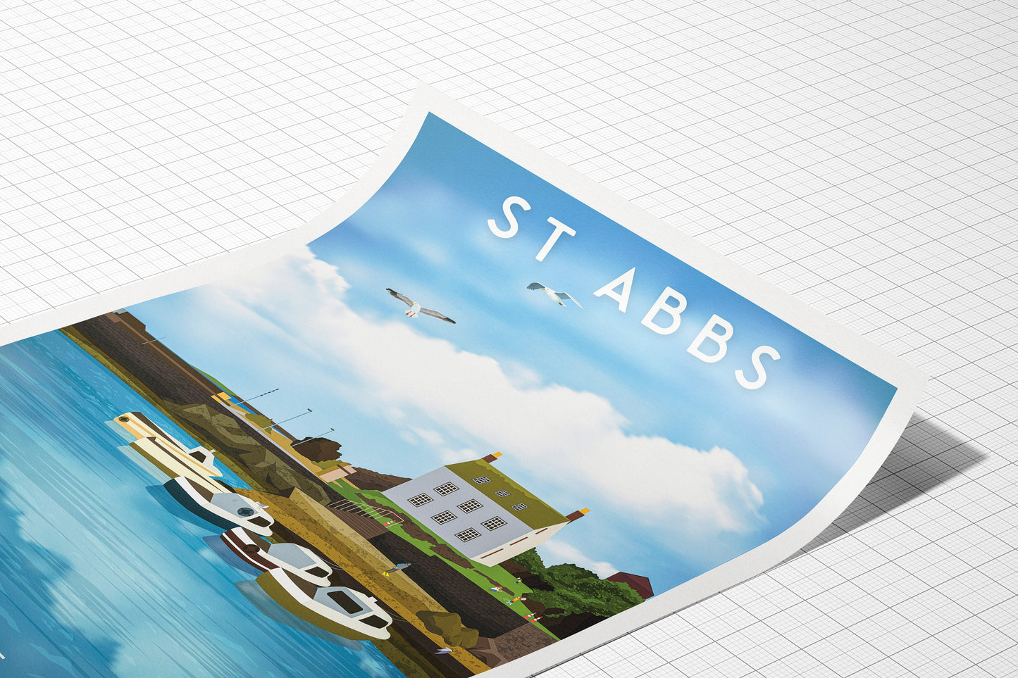 St Abbs Print - Berwickshire Travel Poster - St Abb's Harbour - New Asgard