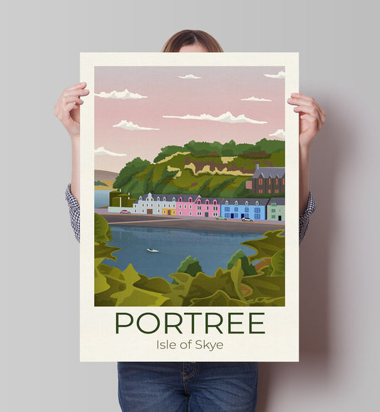 Portree Travel Poster, Isle of Skye,  Scotland Travel Poster, Scottish Art, Scottish Gifts