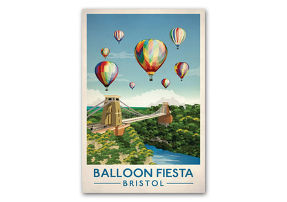 Bristol Balloon Fiesta Poster, Balloon Festival , Clifton Bridge, Vintage retro Bristol travel poster, Hot Air Balloon Print Fiesta