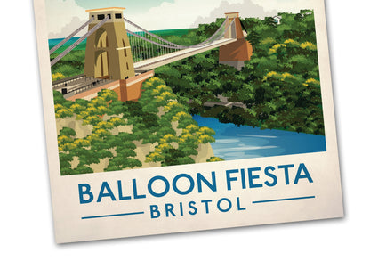 Bristol Balloon Fiesta Poster, Balloon Festival , Clifton Bridge, Vintage retro Bristol travel poster, Hot Air Balloon Print Fiesta