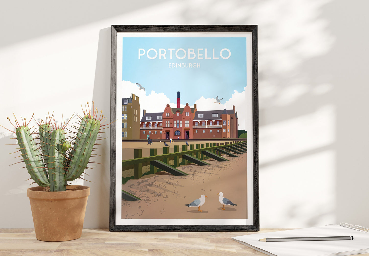 Portobello Beach Print - Travel Poster - Turkish Baths - Promenade - Edinburgh Print - Scottish Art - Scottish Gifts