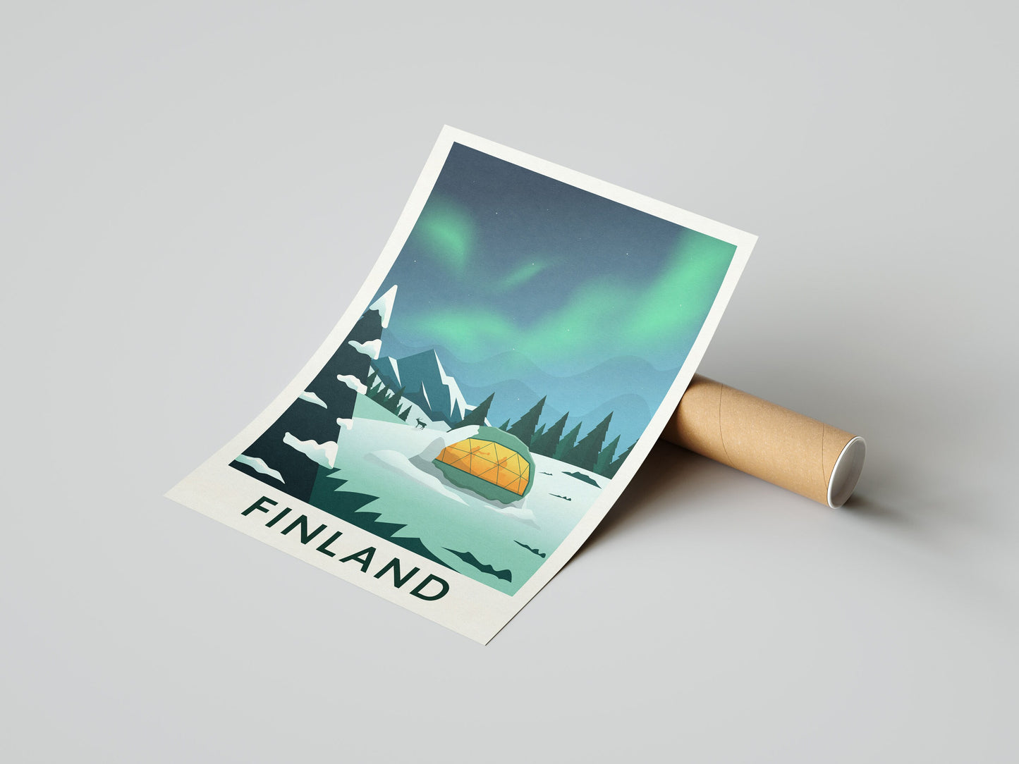 Finland Travel Poster featuring the Northern Lights