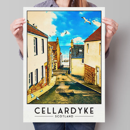 Cellardyke Print, Fife Travel Poster, Fife East Neuk Wall Art, Scottish Gift