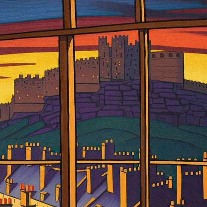 Edinburgh Pub with a View of the Castle  - Vibrant Colourful Edinburgh Poster - Scottish Wall Art - Grassmarket