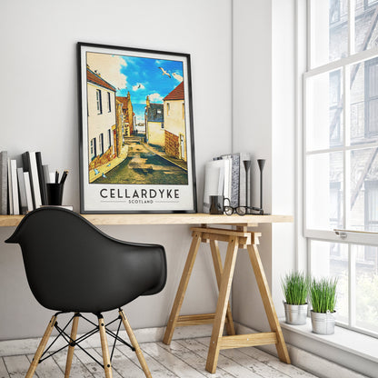 Cellardyke Print, Fife Travel Poster, Fife East Neuk Wall Art, Scottish Gift