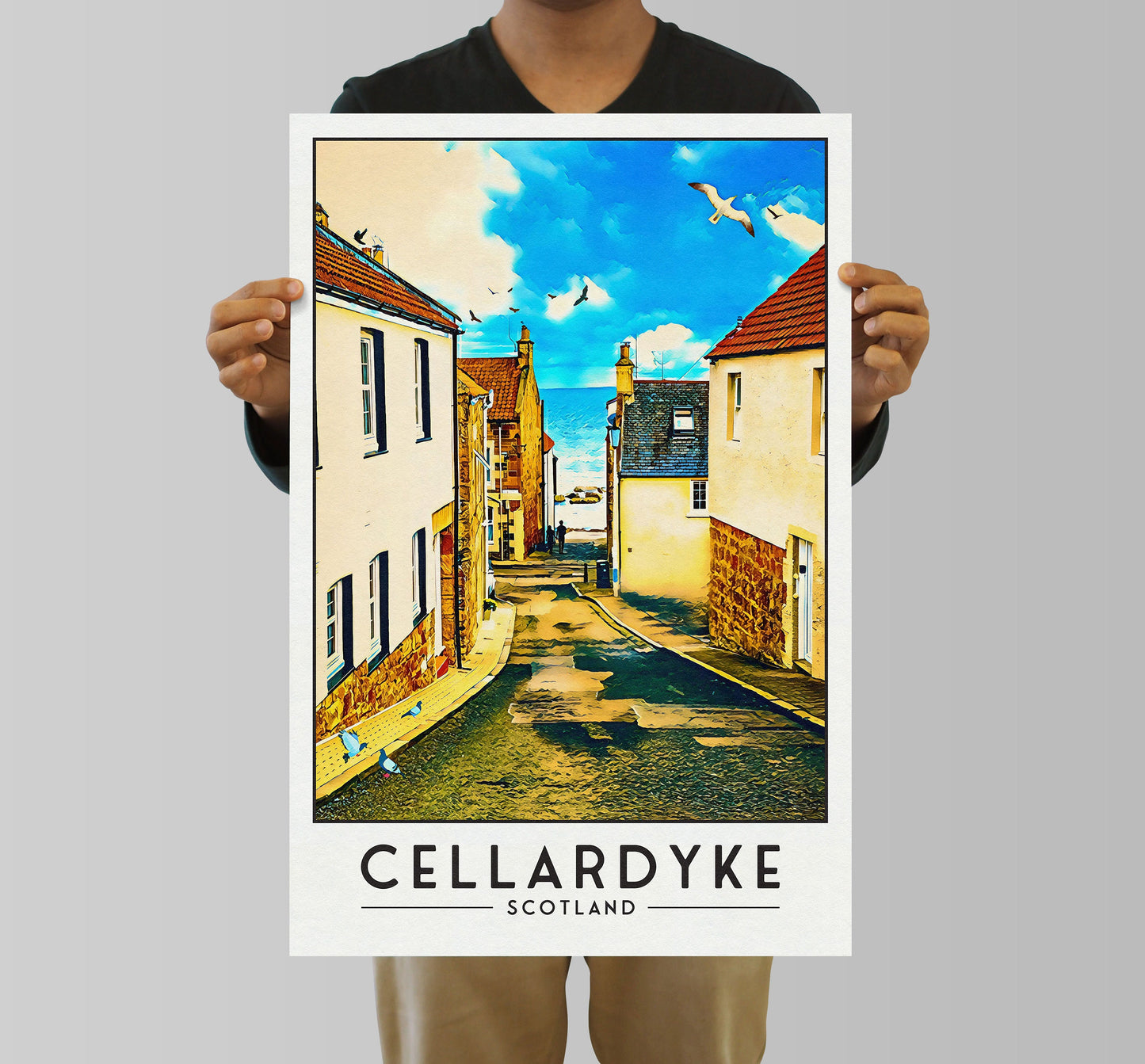 Cellardyke Print, Fife Travel Poster, Fife East Neuk Wall Art, Scottish Gift