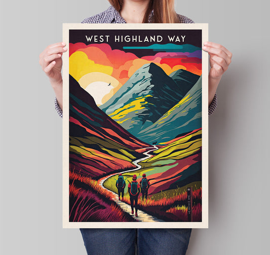 West Highland Way Print, Glencoe Hillwalker Poster, Art Prints, Graphic Print, Poster, Scottish Gift