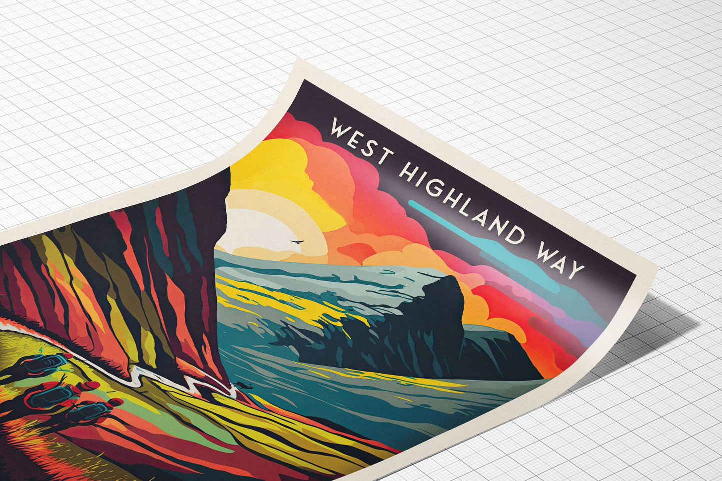 West Highland Way Print, Glencoe Hillwalker Poster, Art Prints, Graphic Print, Poster, Scottish Gift