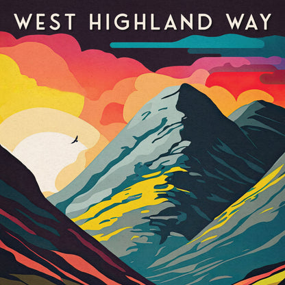 West Highland Way Print, Glencoe Hillwalker Poster, Art Prints, Graphic Print, Poster, Scottish Gift