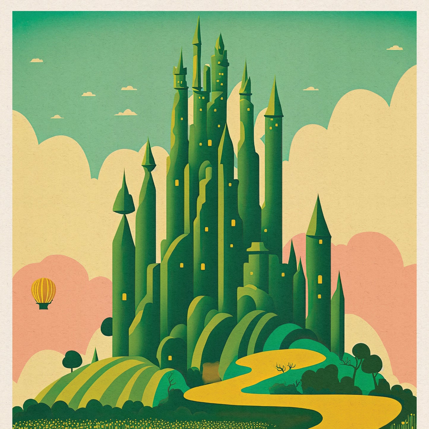 Emerald City Print | The Emerald City Vintage Style Travel Poster | Wizard of Oz Poster | Gift | Birthday Present | Home Decor Artwork