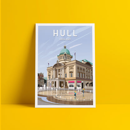 Hull Print - City Hall - Kingston-Upon-Hull Travel Poster - East Riding Of Yorkshire