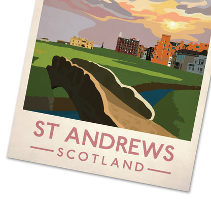 St Andrews Golf Club Poster, St Andrews - Old Course Golf Club 18th Hole, Travel Poster, Scottish Print , Golf Gift Art , Scotland