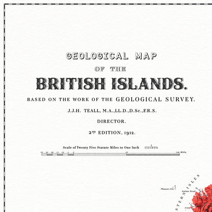 British Islands Geology Elevation Map - 2D Relief Map Print With 3D Illusion - Professionally Restored Poster of United Kingdom & Ireland