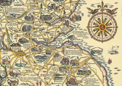 Illustrated Map of Scotland - Reproduction of Pratts high test plan of Scotland, Vintage Scottish Poster, Scottish Gift