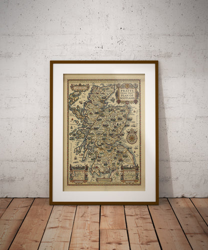 Illustrated Map of Scotland - Reproduction of Pratts high test plan of Scotland, Vintage Scottish Poster, Scottish Gift