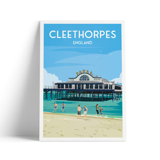 Cleethorpes Print - England Travel Poster - North East Lincolnshire - Coastal Wall Art - A3, A2, A1 Sizes