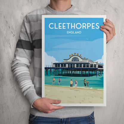 Cleethorpes Print - England Travel Poster - North East Lincolnshire - Coastal Wall Art - A3, A2, A1 Sizes