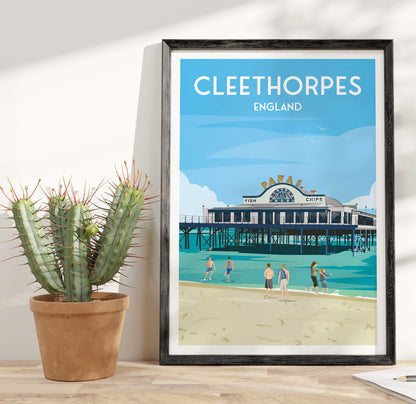 Cleethorpes Print - England Travel Poster - North East Lincolnshire - Coastal Wall Art - A3, A2, A1 Sizes