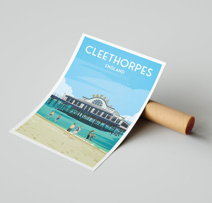 Cleethorpes Print - England Travel Poster - North East Lincolnshire - Coastal Wall Art - A3, A2, A1 Sizes