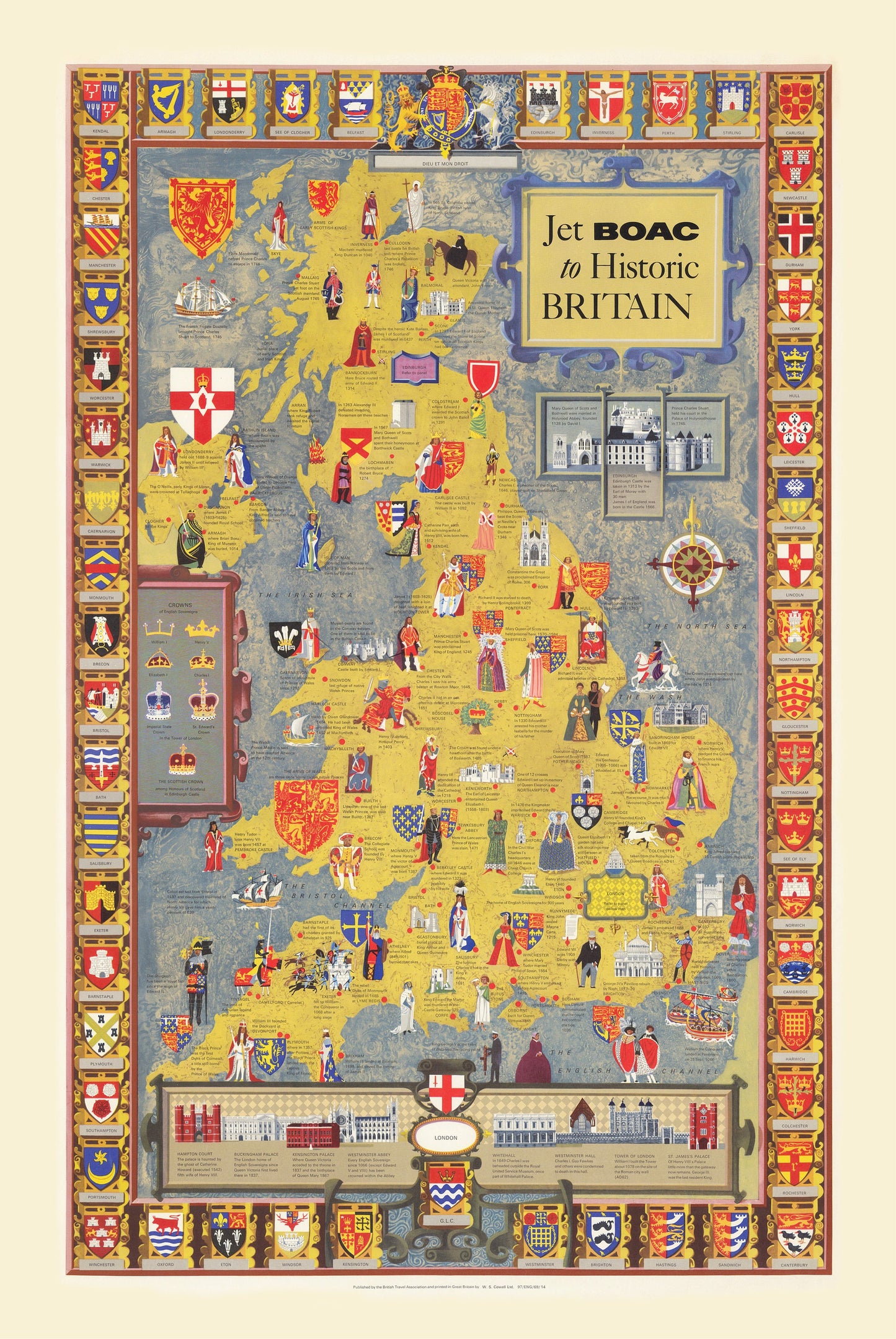 Historic Britain Map - Pictorial Print of the UK