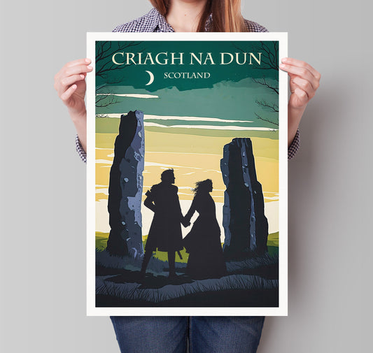 Craigh na Dun Standing Stones Travel Poster | Jamie and Claire Fraser | Sassanach | Scotland Travel Poster | Stone Circle |  Gift |  Present