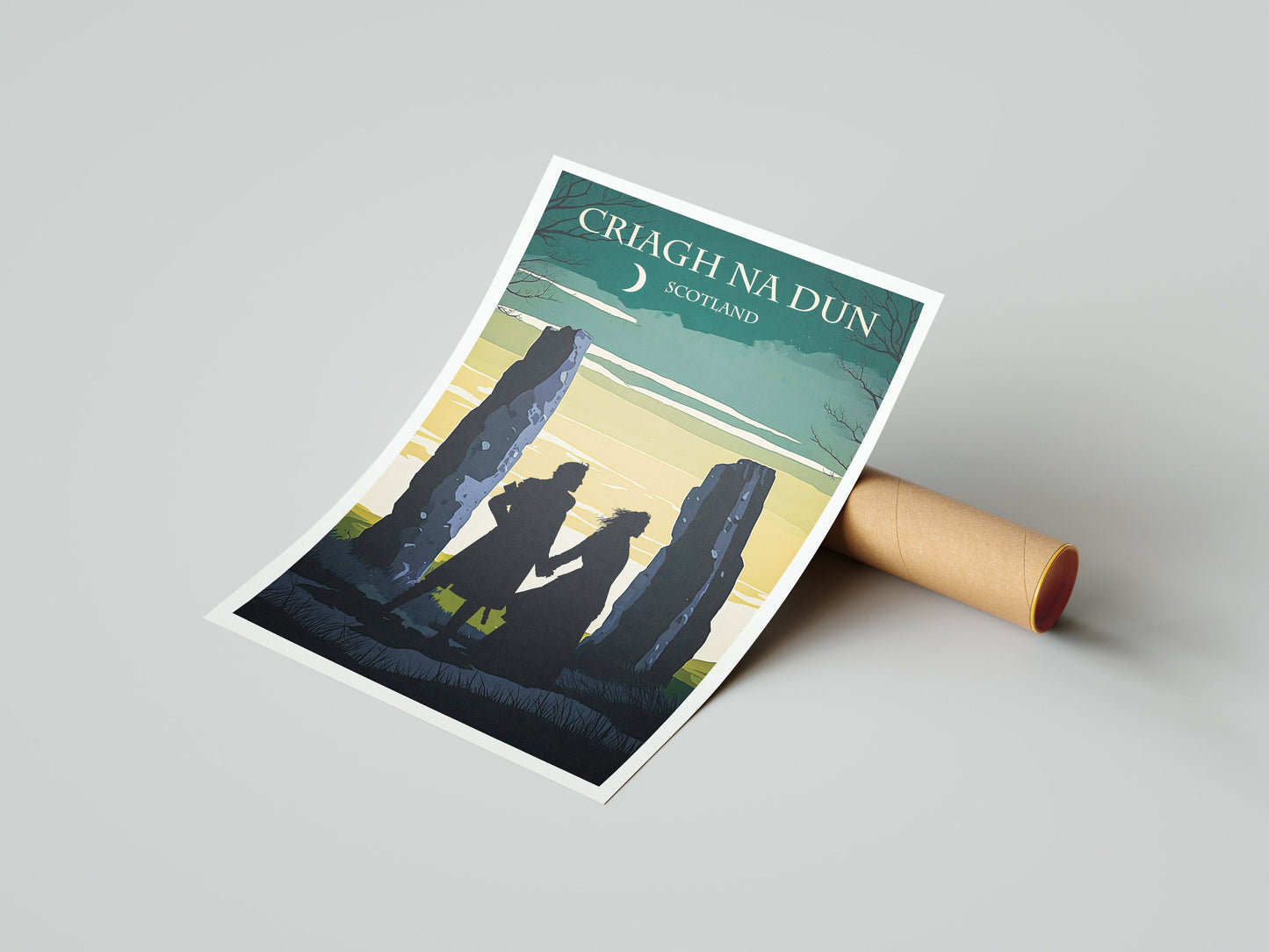 Craigh na Dun Standing Stones Travel Poster | Jamie and Claire Fraser | Sassanach | Scotland Travel Poster | Stone Circle |  Gift |  Present