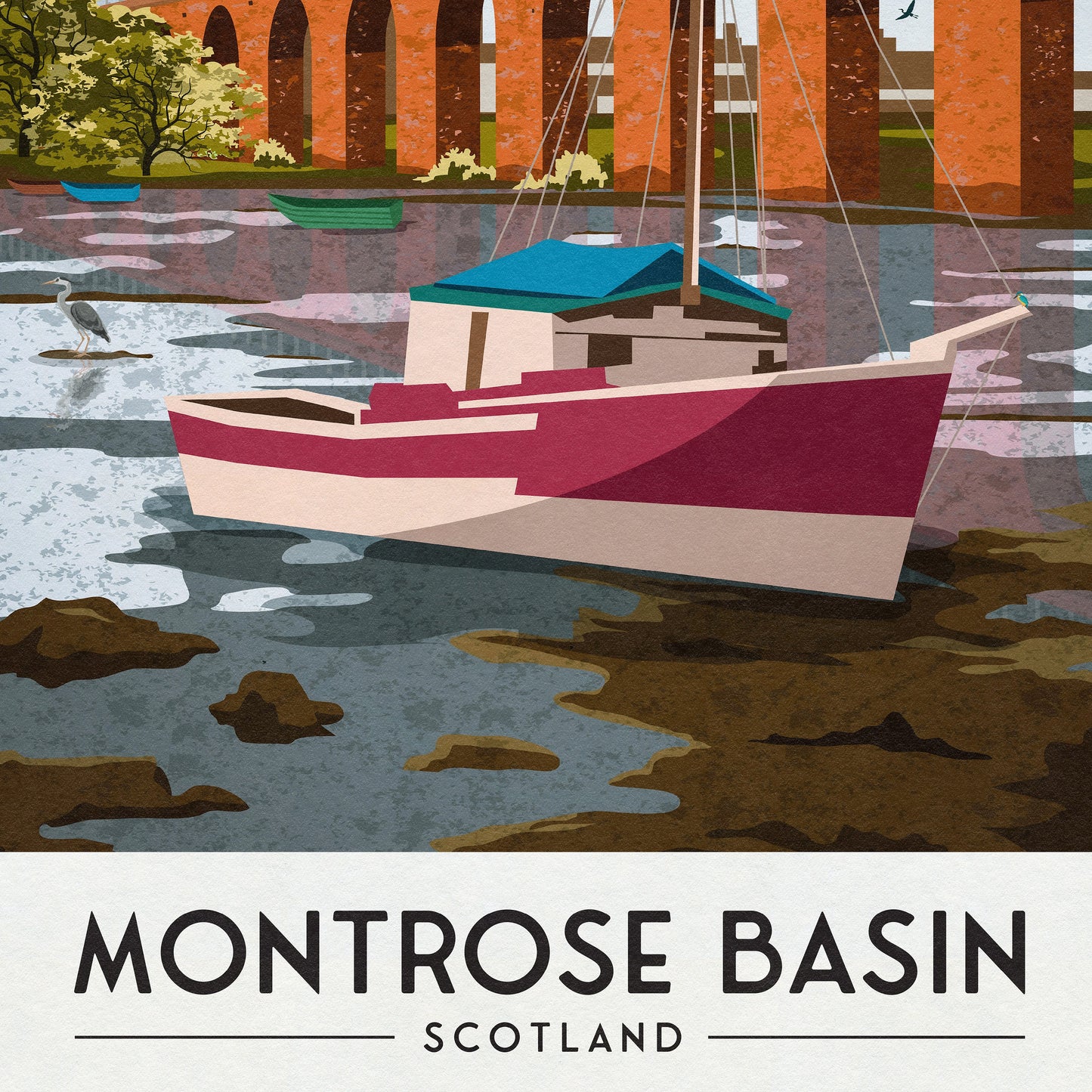 Montrose Basin Travel Poster - South Esk Viaduct - Angus