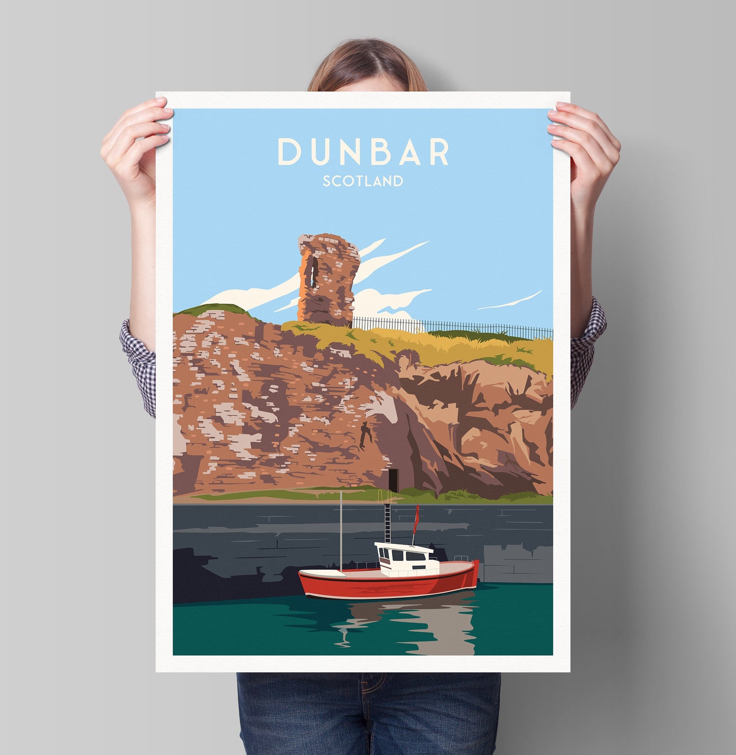 Dunbar Print - Travel Poster - Firth of Forth - Dunbar Harbour - Scottish Wall Art - Scotland Gift